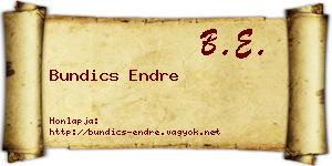 Bundics Endre névjegykártya